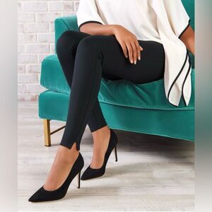 SPANX Ponte Knit Ankle Leggings Split Hem 20262R Black 2X